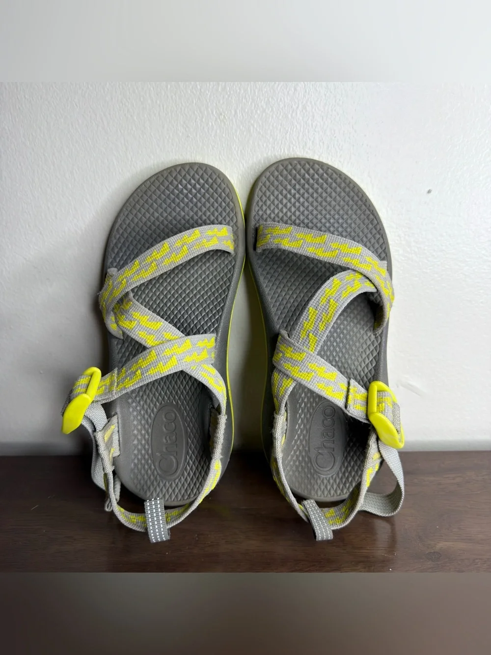 Chaco Z/1 EcoTread Gray & Neon Yellow Sandals 2 Kids